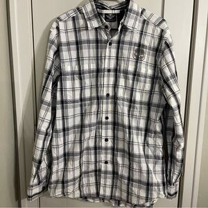 Harley Davidson Mens Button Up Dress Shirt Plaid Medium Black White